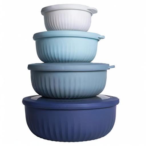 Prep Bowls with Lids (Blue / 8 Piece Set - Wide Bowls)