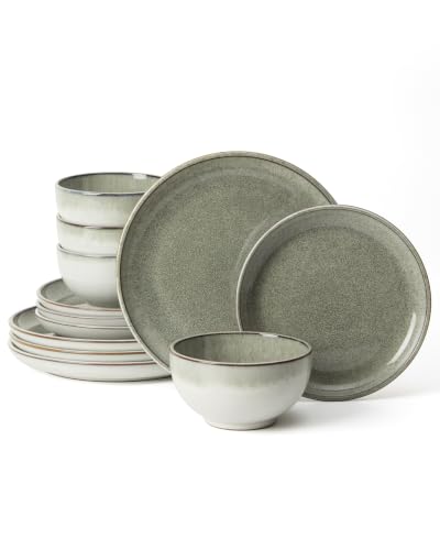 Ceramic Dinnerware Sets for 4 (Slate Gray / Set (12pcs))