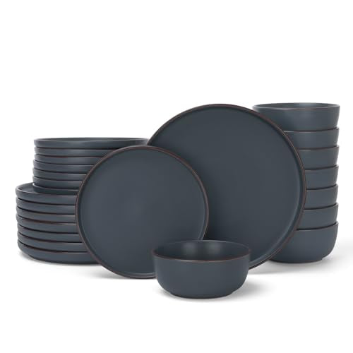 Mercury 24 Piece Stoneware Dinnerware Set (Charcoal / Service for 8 (Standard Dinner Set))