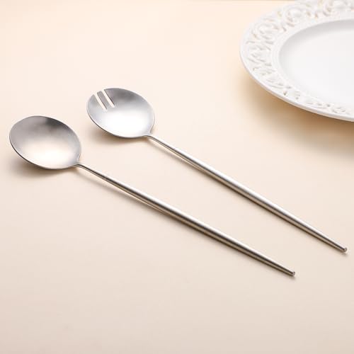 8 Piece Silver Salad Serving Set (Salad Servers Set include 6 Forks silver)