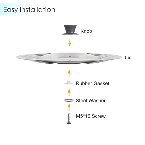 Universal Lid for Pots Pans and Skillets (Round Handle / Gray)
