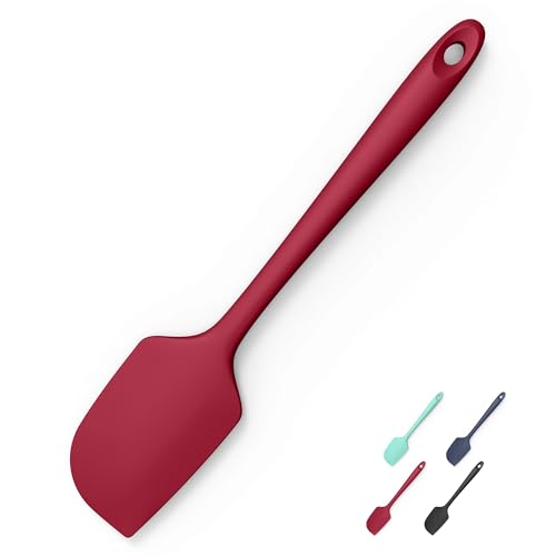 600°F Heat Resistant Silicone Large Spatula (11.4in (Flat Spatula) / Red)