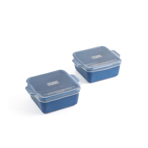 5x5" Ceramic Baking Dishes with Lids (Blueberry / 5"x5" - MADE IN USA)