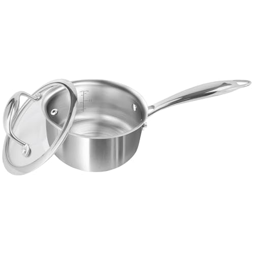 Sauce Pan with Glass Lid (1 QT / Silver)
