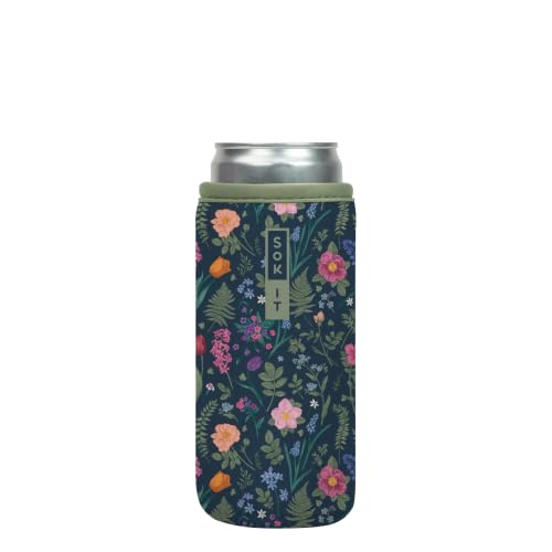 CanSok Sleeve for Beer & Soda Insulated Neoprene Cover (Spring Noir / 12oz Slim Can Sleeve)