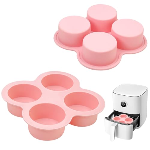 Air Fryer Egg Bite Molds 2 Pack Silicone 4 Cup Non Stick Pink