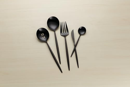 894757 Skandia Zephyr Black 45 Piece Flatware Set (45-Piece Flatware Set, Black)