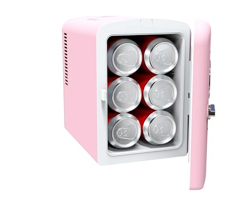 Retro 9 Can Mini Personal Fridge Portable Cooler for Car (Pink)