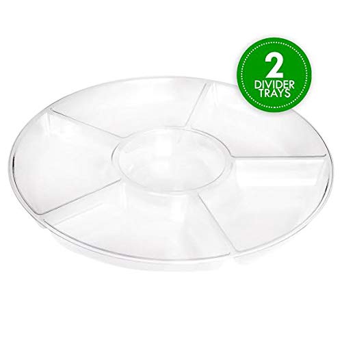 6 Sectional Round Plastic Serving Tray (Clear)