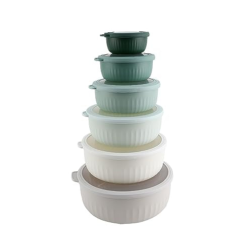 Prep Bowls with Lids (Green / 12 Piece Set - Wide Bowls)