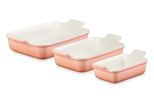 Stoneware Heritage Rectangular Baking Dish (3-Piece Dish Set / Peche)
