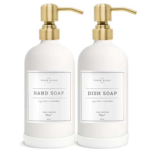 White Glass Soap Dispenser (Matte White Bottle / Brushed Gold Pump)