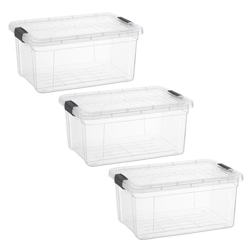 21 Quart Clear Plastic Storage Boxes with Lids (21 Quart)