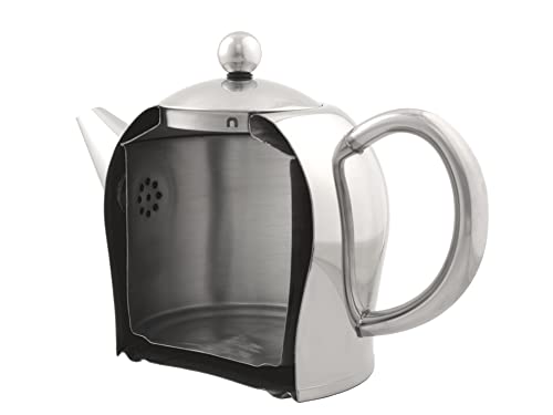 Santhee Double Walled Teapot (24.7 x 16.8 x 16.1 cm / high gloss stainless steel, chromium accents)