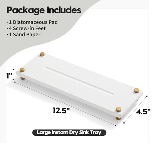 White Gold Dish Drying Rack Tray (12.5"x 4.5" - White - Gold)