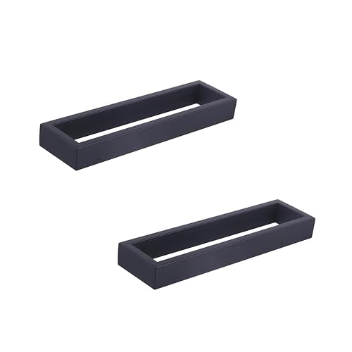 Modern Black Towel Holder Stainless Steel Towel Ring for Bathroom Lavatory Wall Mount Contemporary Style 2 Pack HG1716 (Black)