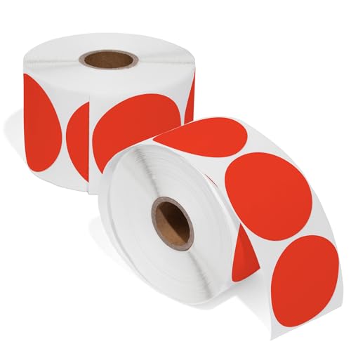 2" Circle Fluorescent Red Direct Thermal Labels (Red)