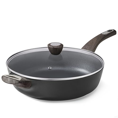 Nonstick Frying Pan Skillet with Lid (6QT / 13.3IN / Classic Black)