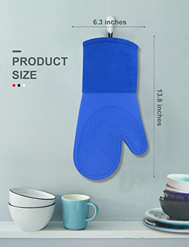 Silicone Oven Mitts (Royal Blue / 13.8in Oven Mitts)