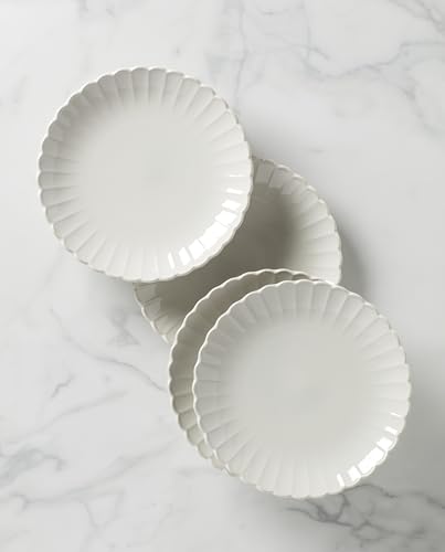 French Perle Scallop White Dinner Plate Set for 4 (Dinner Plates, Set of 4 Perle / White)