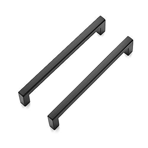 Matte Black Cabinet Handles Solid Cabinet Pulls (Black / Flat Black 5" Hole Center)
