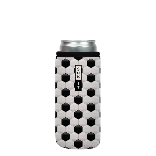 CanSok Sleeve for Beer & Soda Insulated Neoprene Cover (Soccer / 12oz Slim Can Sleeve)