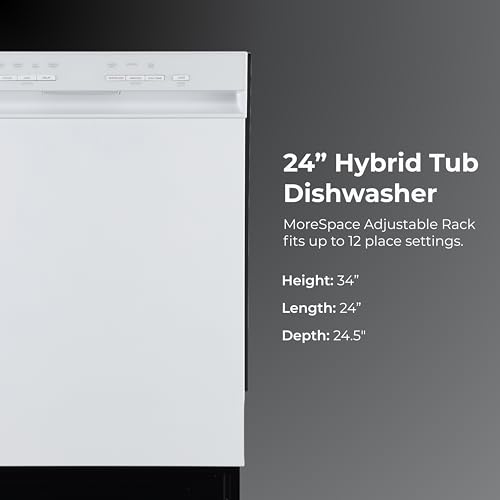 24" Hybrid Tub Dishwasher (White)