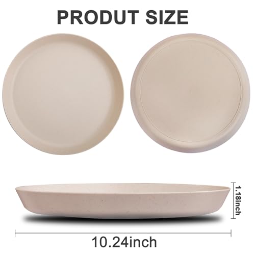 EI 18pcs Beige Wheat Straw Plates (Beige Wheat Straw Plates)