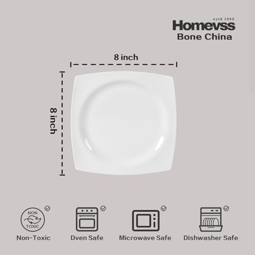 HomeVss New Bone China Dinnerware SEt (Square Rim / Service for 8 - 40pc Set)