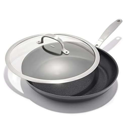 Enhanced 12” Nonstick Frying Pan Skillet with Lid (12" Frying Pan with Lid / Black)