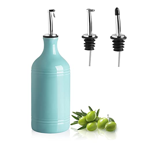 Sweejar Ceramic Olive Oil Dispenser Bottle (15.5 oz, Set of 1 / Turquoise)