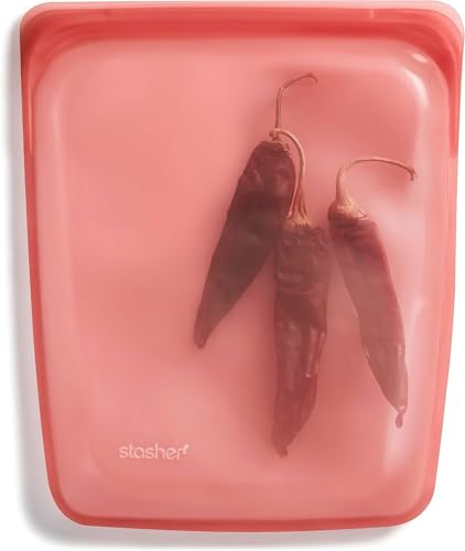 Premium Reusable Half Gallon Silicone Food Storage Bag (Red)