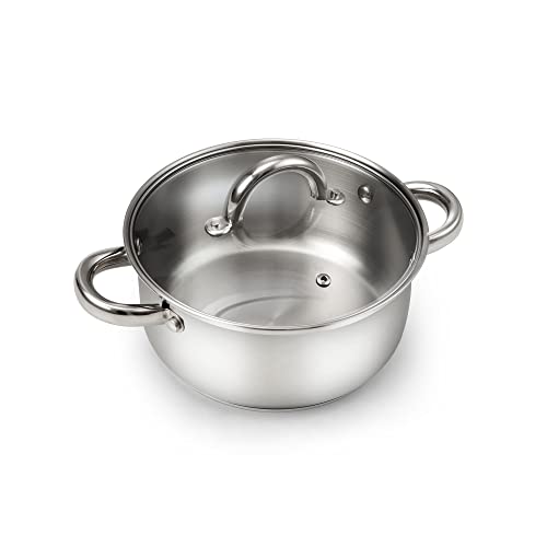 Basics 3 Quart Stainless Steel Stock Pot with Lid (3 Quarts / Silver)