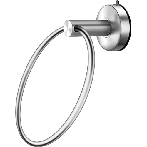 Suction Cup Hand Towel Ring Brushed Nickel Hand Towel Holder for Bathroom Wall SUS 304 Stainless Steel Kitchen Towel Hanger (Brushed / Style #07)