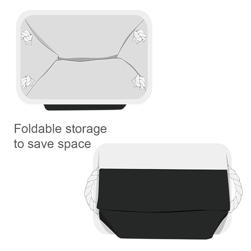 Storage Bins for Shelves (White & Black / Medium -13.8Lx9.8Wx6.7H)