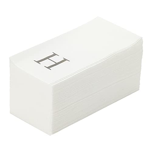 Paper Rectangle Silver Letter H Linen (Silver / 50 Count / H)