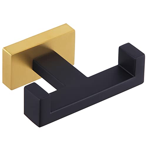 Double Towel Hook Black and Gold (1 Pack / Black & Gold)