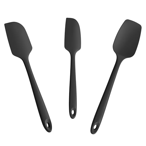 600°F Heat Resistant Silicone Spatula Scrapers (Set of 3 / Black)