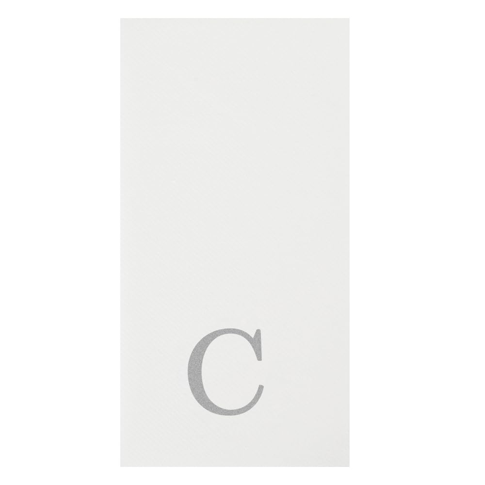 Paper Rectangle Silver Letter C Linen (Silver / 50 Count / C)