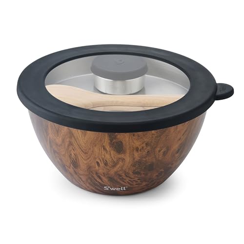 Stainless Steel Salad Bowl Kit XL 184oz (Teakwood / 184oz)