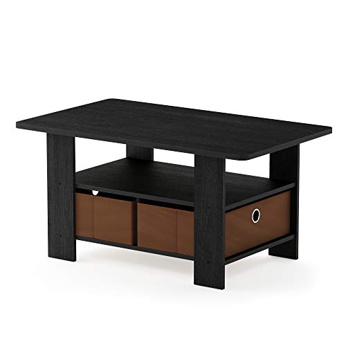 Andrey Coffee Table with Bin Drawer (Americano/Medium Brown / 2 Bin)