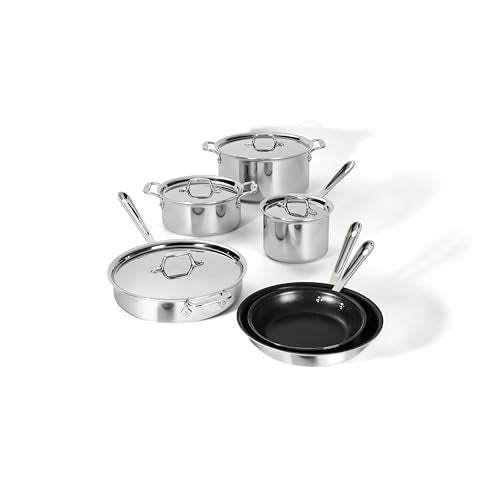 D3 Pro Nonstick Stainless Cookware Set 10 (Stainless Steel Silver / 10-Piece)