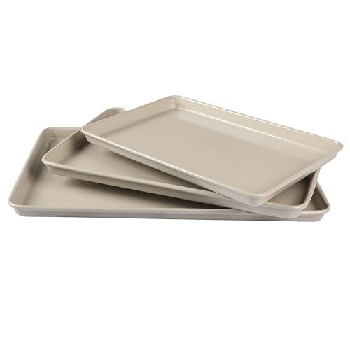 Gallen 3 Piece Cookie Sheet Set (3-Piece Baking Sheet Set (13",15",17") / Taupe)