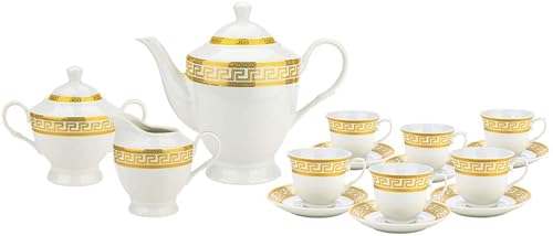 97 Piece Gold Dinnerware Set with 18 (97 Piece Service for 8)