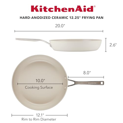 Hard Anodized Ceramic Nonstick Cookware Frying (Porcelain White / 12.25 Inch)