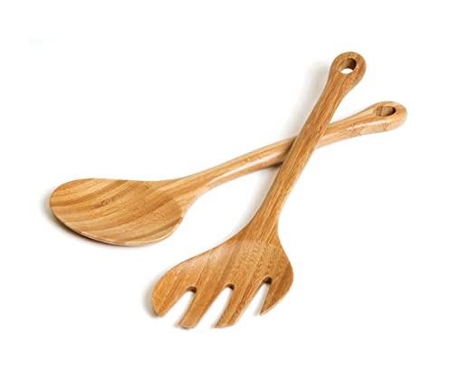 Bamboo Wood Hanging Salad Servers (Bamboo Wood / 12" Long)