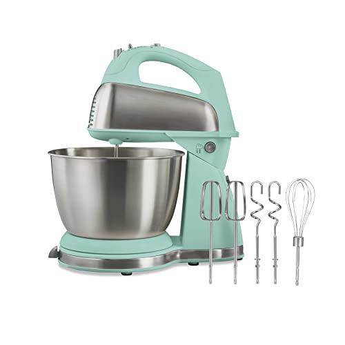 Classic Electric 4 Qt Stand Mixer & Hand Mixer With 6 Speeds (Aqua Blue / 290 Watts Peak Power)