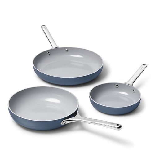 Non Stick Ceramic Coated Fry Pan Trio (Navy / 3-pc Set)