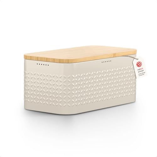 Bread Box for Kitchen Countertop (Cream Beige)