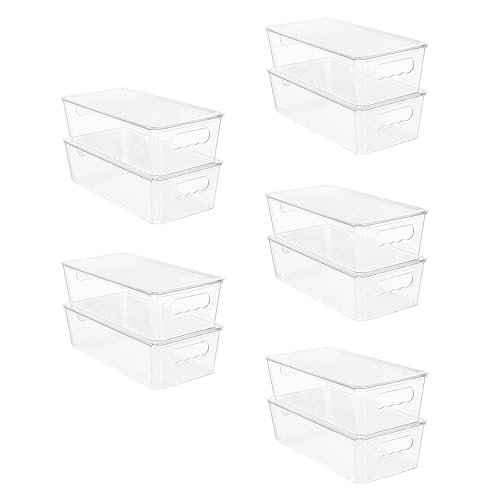 10pcs Clear Stackable Storage Bins with Lids (With Lid)